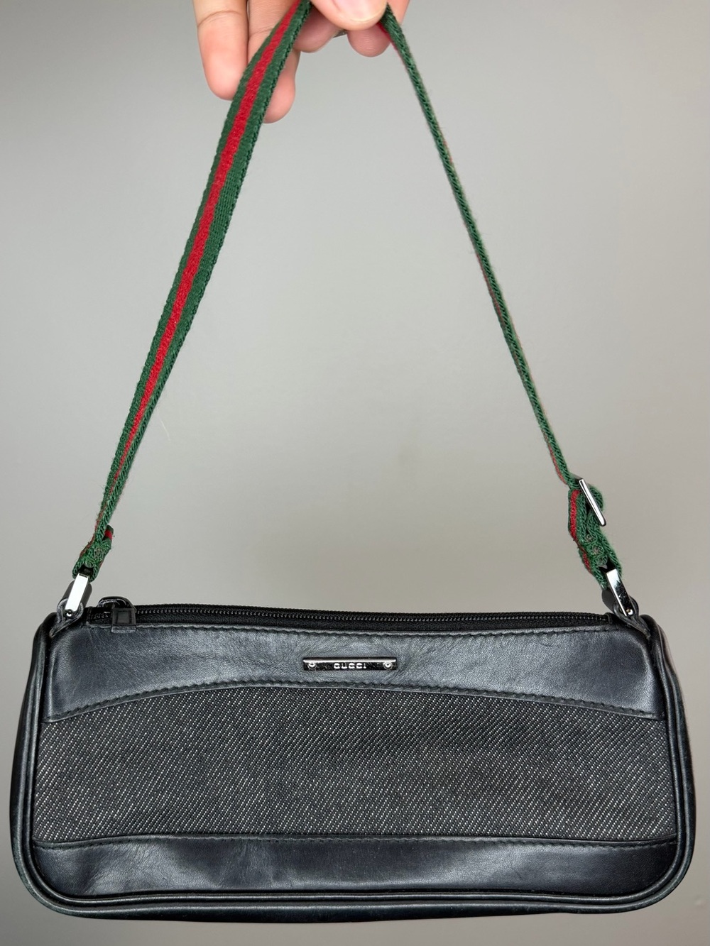 Gucci Denim Pochette Shoulder Bag in Black